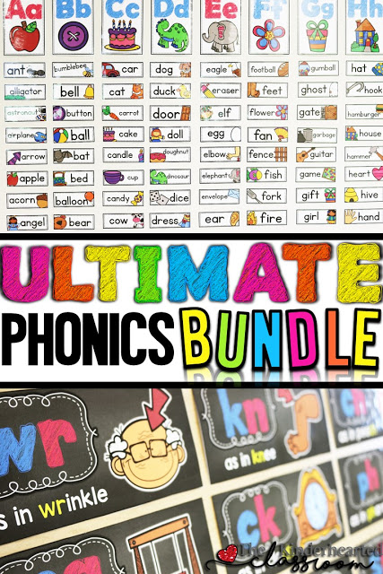 This resource is FULL of great phonics materials for your Kindergarten and 1st grade classroom or home school students. You get an ABC word wall, CVC short vowels, digraphs, trigraphs, diphthongs, double consonants, long vowels, vowel teams, R controlled, and word families. You're going to love these phonics activities, games, worksheets, printables, and more. Everything you need for an entire year with your Kinder or first graders is included in this 600+ page resource. Grab it today!