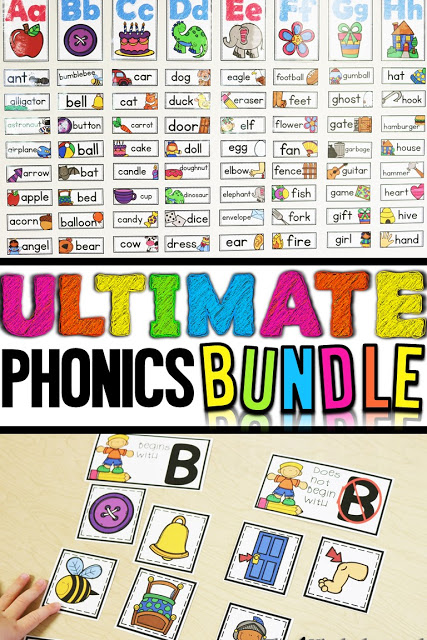 This resource is FULL of great phonics materials for your Kindergarten and 1st grade classroom or home school students. You get an ABC word wall, CVC short vowels, digraphs, trigraphs, diphthongs, double consonants, long vowels, vowel teams, R controlled, and word families. You're going to love these phonics activities, games, worksheets, printables, and more. Everything you need for an entire year with your Kinder or first graders is included in this 600+ page resource. Grab it today!