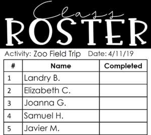 field trip planning roster