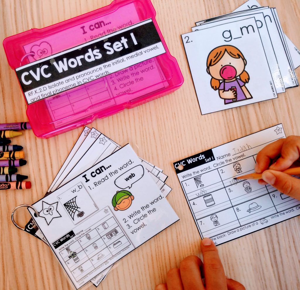 CVC words task card set