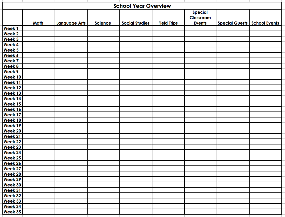 year at a glance planning tool