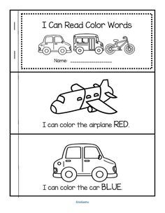 emergent reader transportation and color words