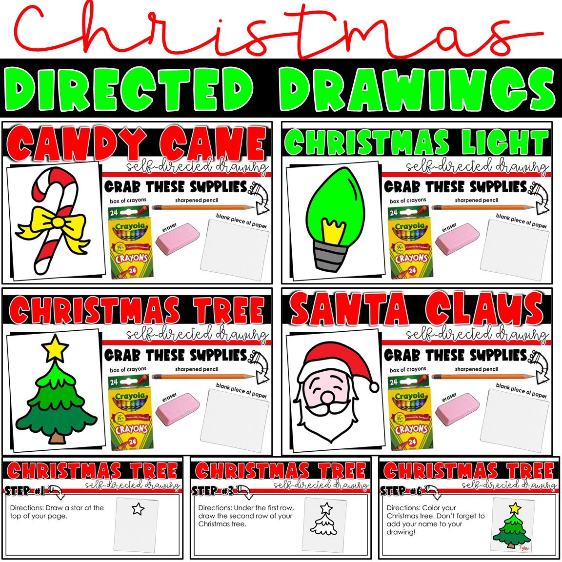 Christmas Directed Drawing Activities for Google Classroom • The