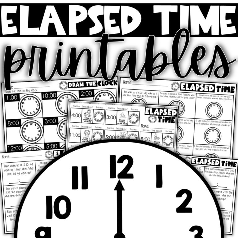 Elapsed Time Printables | Time to the hour and half hour • The ...